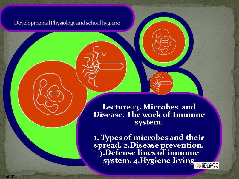 Developmental Physiology and school hygiene Lecture 13. Microbes  and Disease. The work of